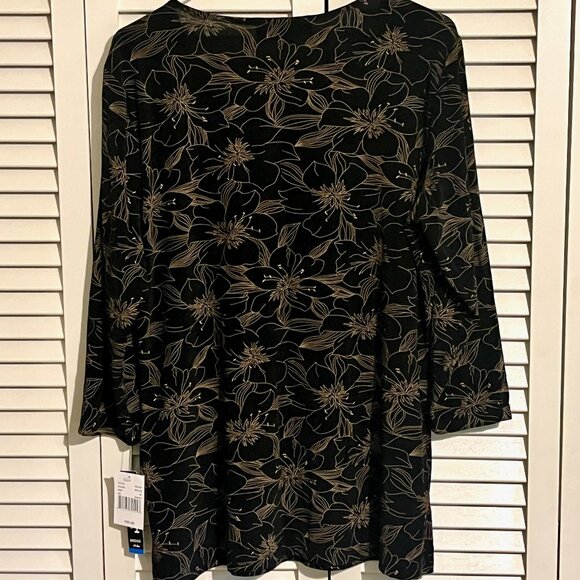 Briggs New York Tunic * Size XL * 3/4 Sleeve * Black/Gold * Stretch * New W/Tag - Picture 5 of 5